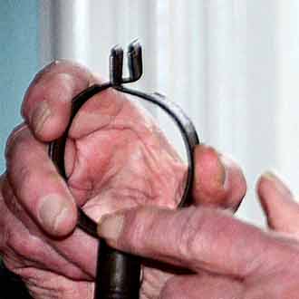 Tin Rushlight Holder Clamp Detail Clamp Detail of the Tin Rushlight Holder