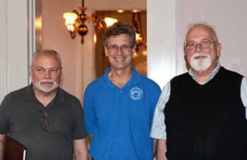 Keith Letsche, John Staicer, Craig Maue Photo of John Staicer, president of Historic Madison and Rushlight Club members that assisted in Shrewsbury-Windel lighting restoration.
