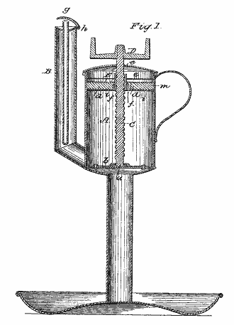 Patent 11497 Aug. 8, 1854, Smith & Stonesifer (Lard Lamp) Patent drawing, No. 11497, Aug. 8, 1854, Smith & Stonesifer (Lard Lamp)