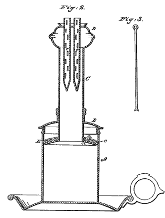 No. 2604, May 4, 1842, Mateby & Neal, (Lamp-for-burning-lard) Patent drawing, No. 2604, May 4, 1842, Mateby & Neal , (Lard Lamp)