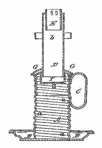 Patent No. 33084, Aug. 20, 1861, Hassenpflug (Lard Lamp) Patent drawing, No. 33084, Aug. 20, 1861, Hassenpflug (Lard Lamp)